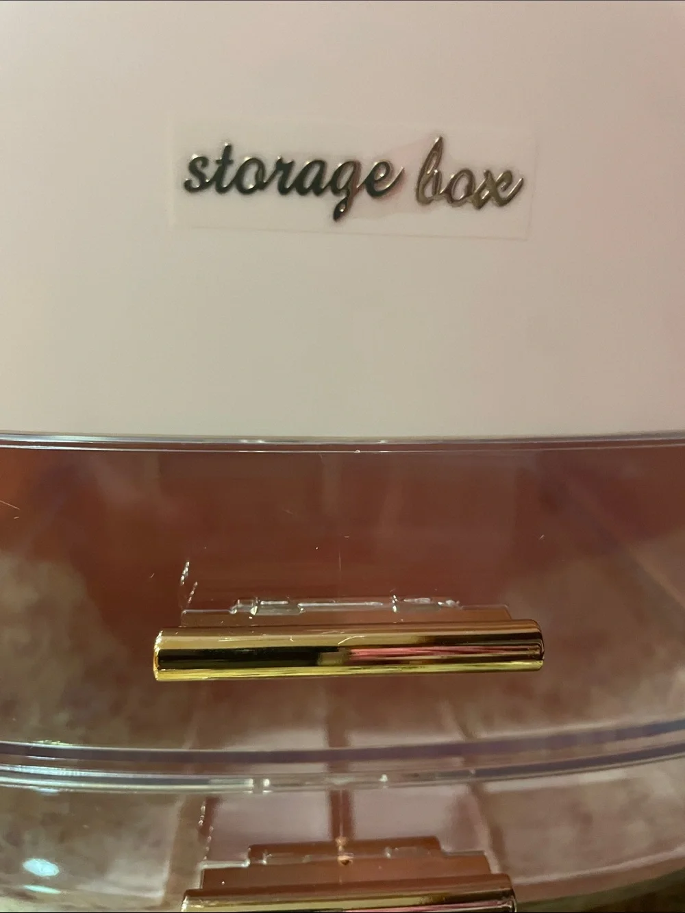 Pink Multi-Drawer Cosmetic Storage Box with Gold Accents